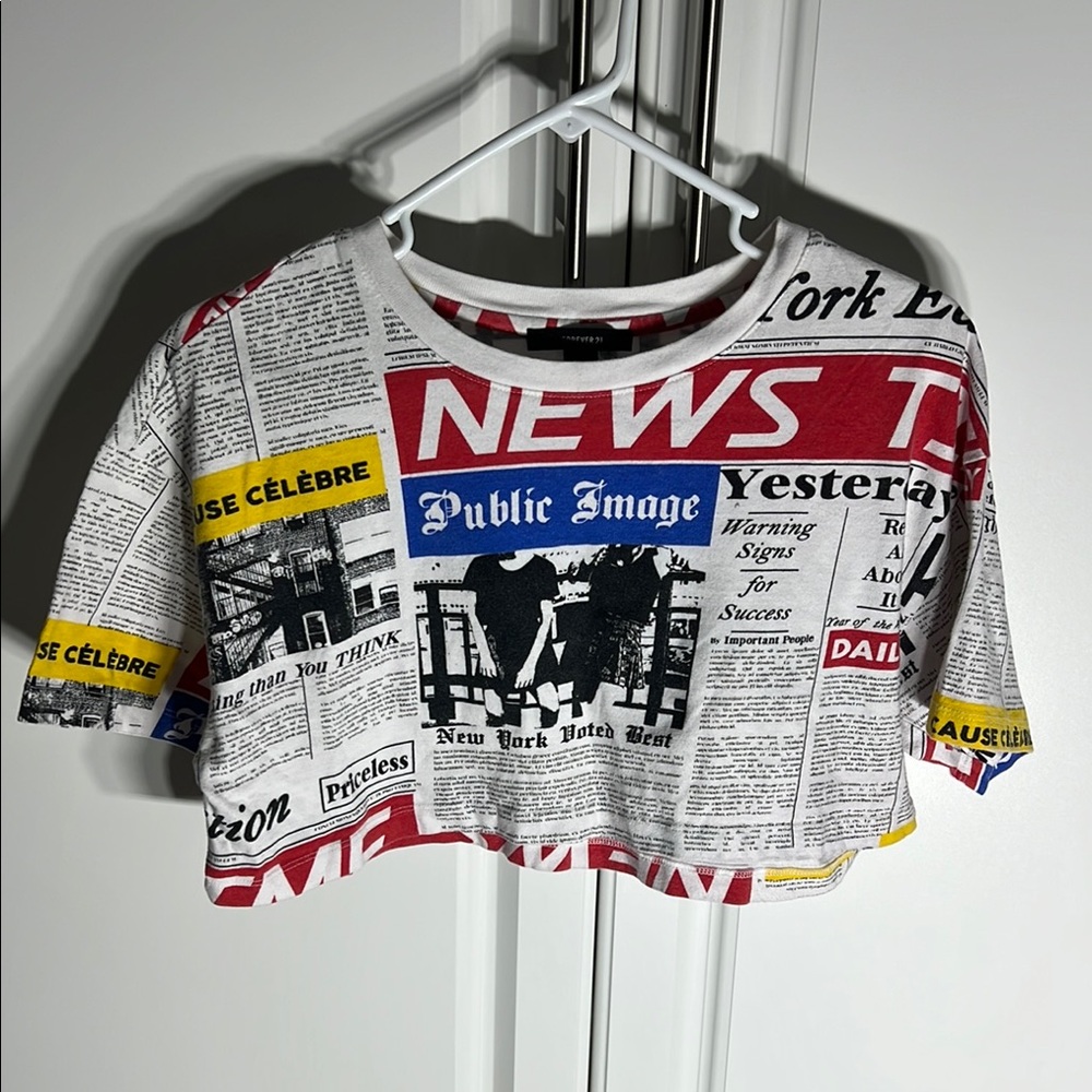 Newspaper Print Crop Top